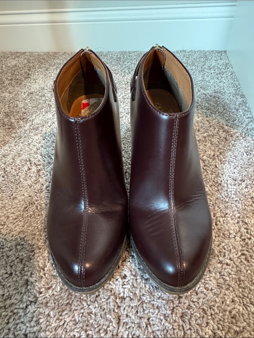 Dr. Martens Burgundy Leather High-Heeled Ankle Boots
